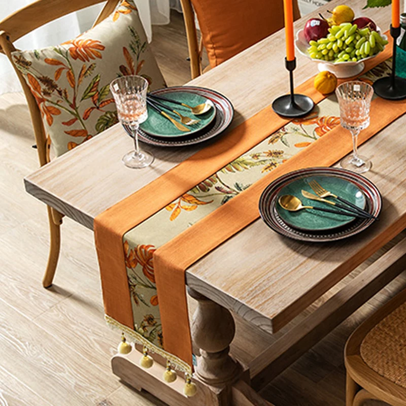 American Tablecloth Coffee Table Cloth Exquisite Printing Autumn Dining Table Fabric Rectangular Retro Cotton Linen Tablecloth - Image 5