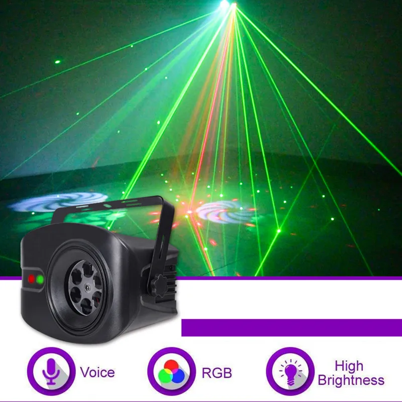 RGB LED Disco DJ Light Stage Effect Light Remote Control Laser Projector Lights 52 Modes Smart Sound Control For Bar KTV Party