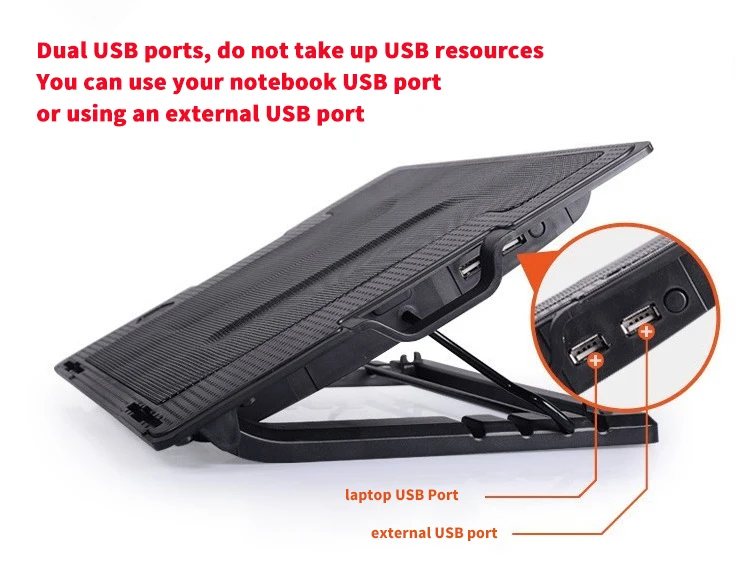 Кулер для ноутбука 2 usb-порта и пятискоростной вентилятор для регулировки охлаждения ноутбука Подставка для ноутбука 12-15,6 дюймов для ноутбука