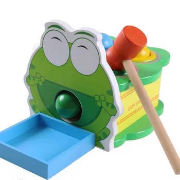 

Mung bean frog knocking table children's tapping table early education wooden puzzle baby hands playing mole toy gift