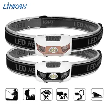 

Portable Mini LED Headlamp 3/6 Modes Motion Sensor Waterproof Head Light Camping Fishing Torch Lantern Flashlight AAA Battey