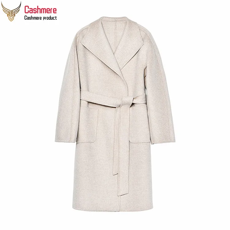 Flower beige Женское пальто из овечьей шерсти, двухстороннее шерстяное пальто, женское длинное шерстяное пальто, Осеннее и зимнее Свободное пальто с большим отворотом, модное красное Женское пальто - Цвет: Flower beige