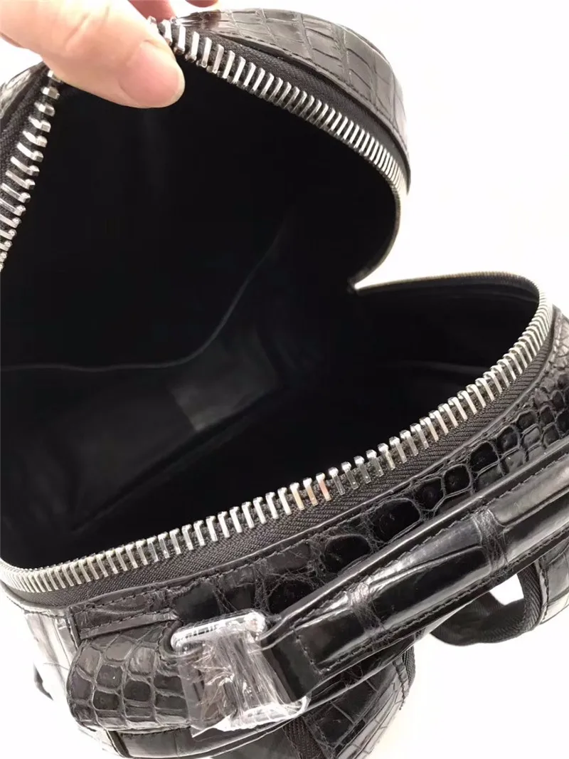 Деловой стиль 100% натуральная крокодиловая кожа мужской рюкзак с верхней ручкой