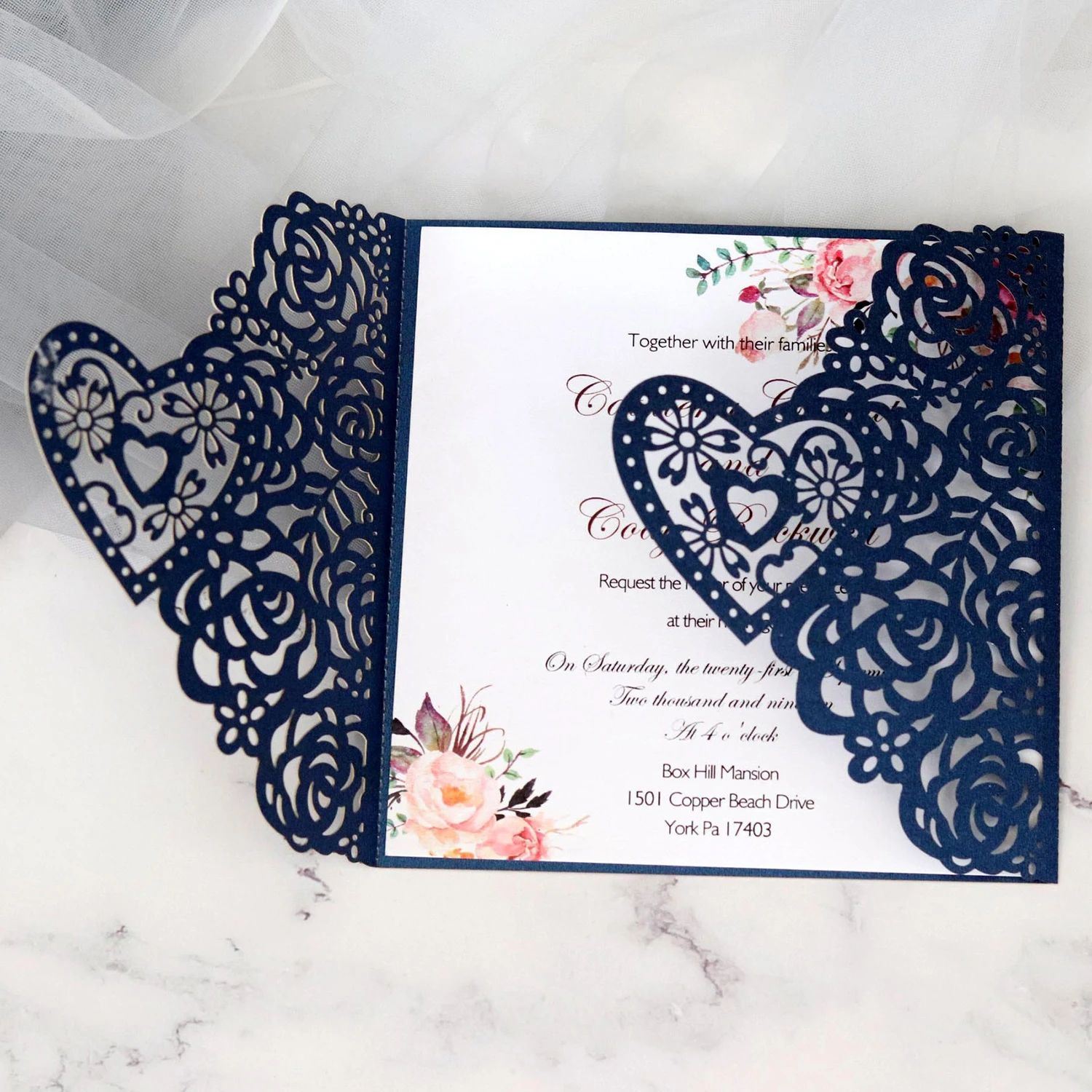  10pcs Rose Hollowing Laser Cut Invitations Cards Wedding Bridal Birthday Business Festival Blessing - 4.00053E+12