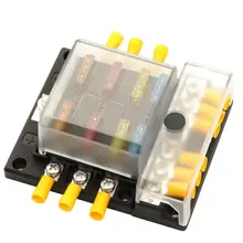 Suporte de fusível de 6 vias com luz indicadora led e caixa de fusível de barra negativa para 12/24v carro rv barco automóvel acessórios modificados