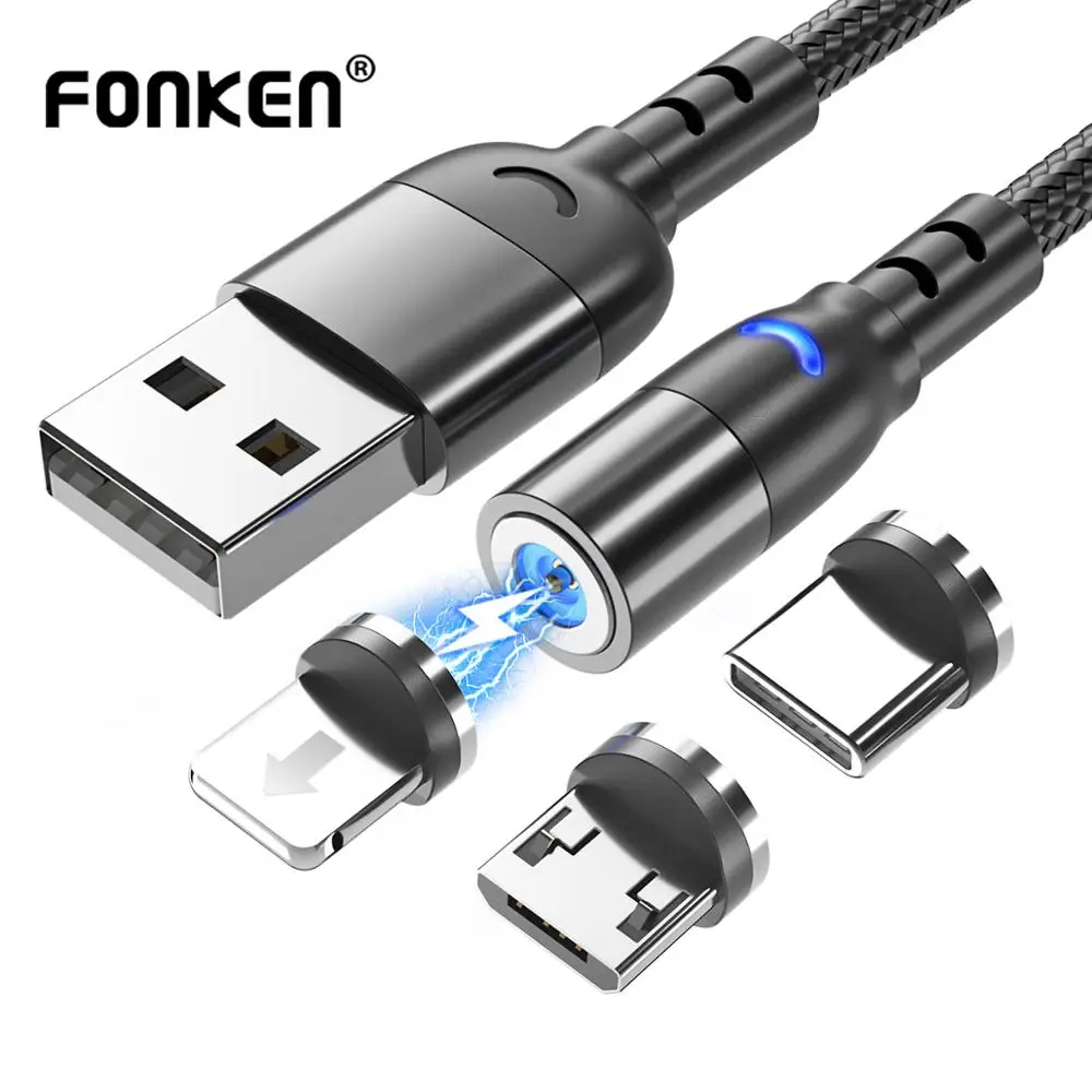 Магнитный кабель FONKEN USB Type C Мобильный телефон зарядное устройство Micro зарядный