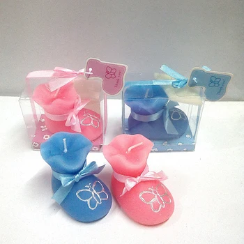 

Blue Pink Baby Sock Shoe Candle for Baby Shower Birthday Souvenirs Gifts Party Favor Wholesale
