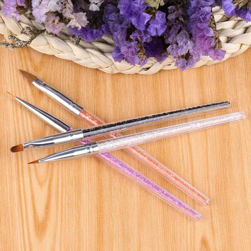 7 Pcs Nail Art Кисти Набор для ультрафиолетовой обработки ногтей кисти для рисования с ручка со стразами кисточка для ногтей перо для рисунка на ногтях
