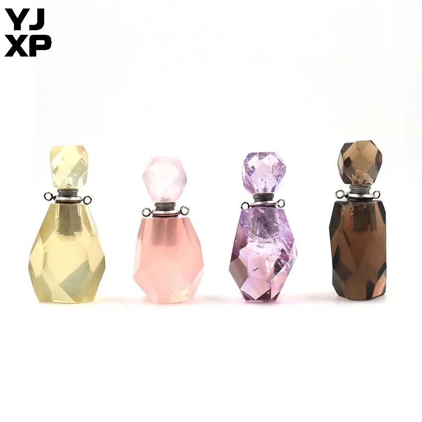 YJXP эфирное масло подвеска в виде бутылочки парфюма ожерелья для женщин натуральные кристаллы аметиста Quartzs диффузор ароматерапия ювелирные изделия
