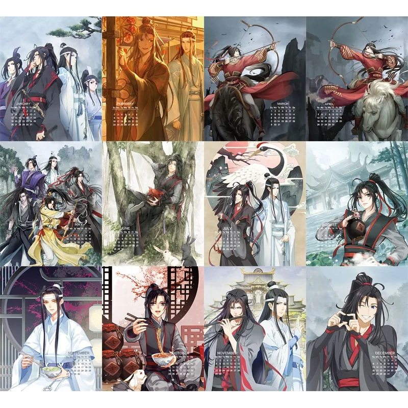 Аниме Grandmaster of Demonic Cultivation вертикальный Настольный календарь Mo Dao Zu Shi Мультяшные календари,01~,12