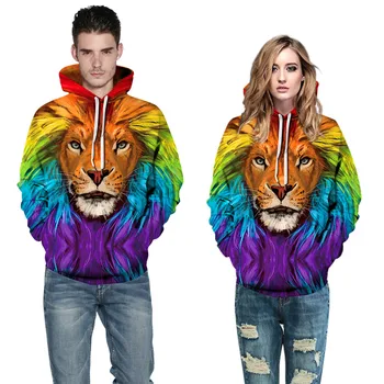 

New 2020 Women Men 3D Anime Hoodies Colorful Lion Animal Cat Dinosaur Dragon Print Hooded Sweatshirts Male Female Pullovers Tops