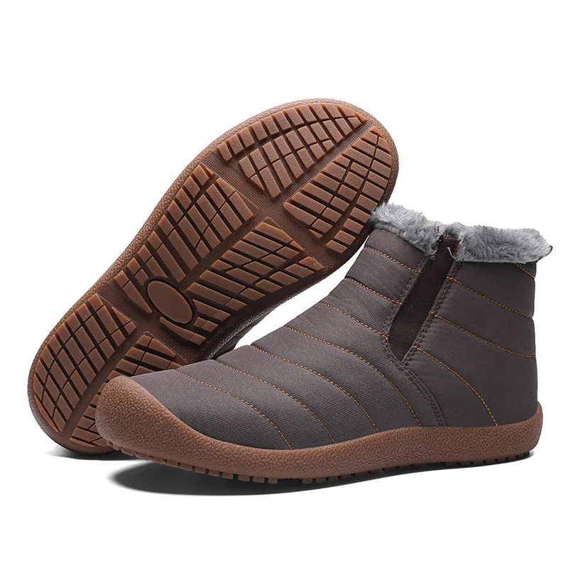 

New Fashion Men Winter Shoes Solid Color Snow Boots Plush Inside Antiskid Bottom Keep Warm Fur platform thick Ski Boots Size