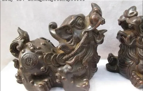 YM 316 классический китайский бронзовый дракон Kirin pi xiu фэн-шуй для удачи Статуэтка