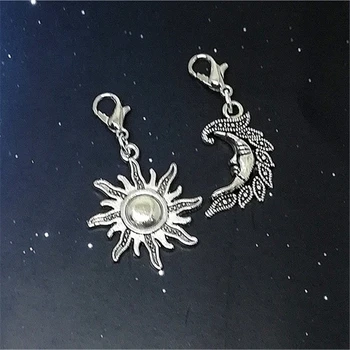 

4 Pcs Moon and Sun Clip on Charm for DIY Jewelry Moon charms and Sun Charms