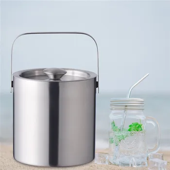 

1.3L New High Quality Stainless Steel Thickened Ice Bucket Wine Cool Champagne Cooler Ice Bucket for Hotel Bar KTVs Dropship