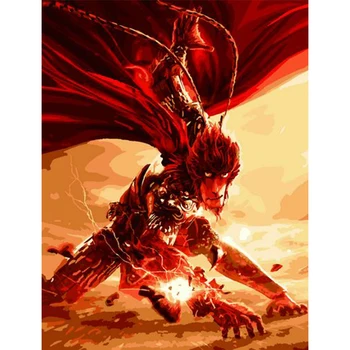 

Monkey King Picture Painting By Numbers Poster Hand Painted Oil Canvas Paintings Wall Pictures for Living Room Decoration