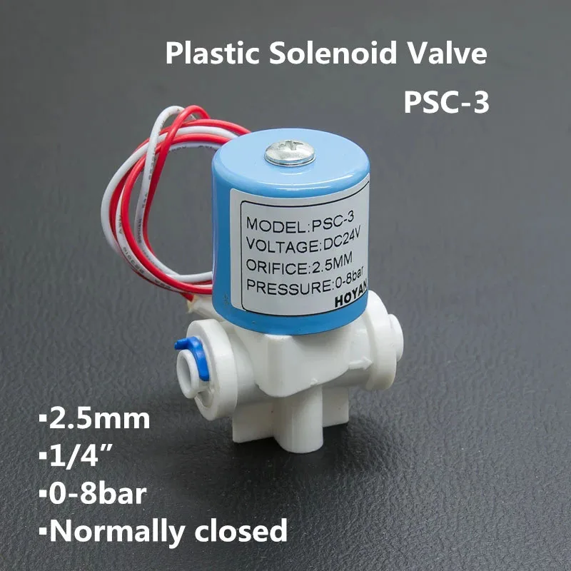 

2 Way Normal Close 0-8bar Pneumatic Platsic Solenoid Valve PSC-3 Orifice 2.5mm BSP Port G1/4 AC220V