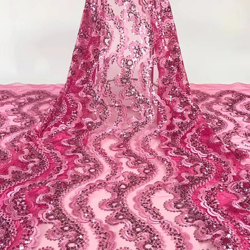 Новое поступление африканская кружевная ткань высокого качества швейцарская вуаль волнистая вышитая Тюлевая кружевная ткань с блестками для женщин вечернее платье