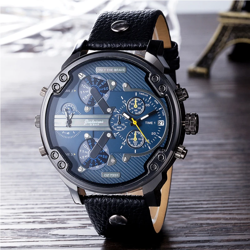 Лидирующий бренд, Роскошные мужские часы с большим циферблатом, военные кварцевые часы для мужчин, деловые повседневные спортивные мужские наручные часы, Relogio Masculino - Цвет: jintairui 2
