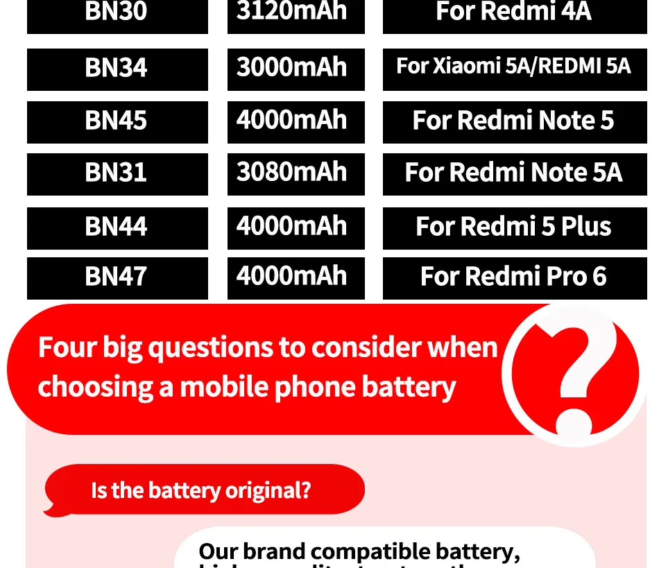 BN34 BN45 BN31 BN44 redmi note 4x батарея redmi note 4 батарея redmi 5a батарея redmi note 5a батарея redmi 5plus батарея