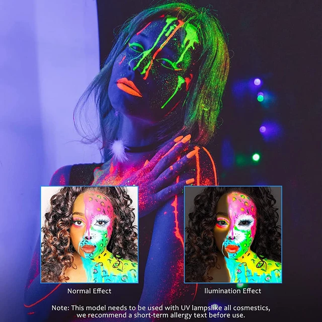 UV Black Light Glow In the Dark Face Body Paint Crayons + Brush Non Toxic  Halloween Costume Club Makeup for Kid Adult(6 Colors) - AliExpress