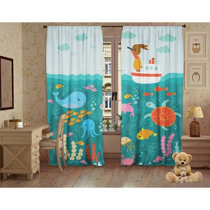 Set of curtains Captain 147x267 +/- 3cm 2pcs gabardine polyethylene 100% 4636760 Home and kitchen products Curtain Textile Garden for windows room