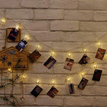

20LED Photo Clip Lamp String Lights Battery Christmas Fairy Party Room Decoration Wall Lights String to Hang Photos