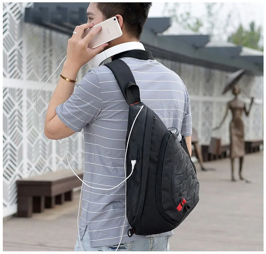 IUX Sling Bag Наплечная упаковка сумки через плечо мужская сумка через плечо с usb-портом для зарядки маленькая сумка мужской кошелек