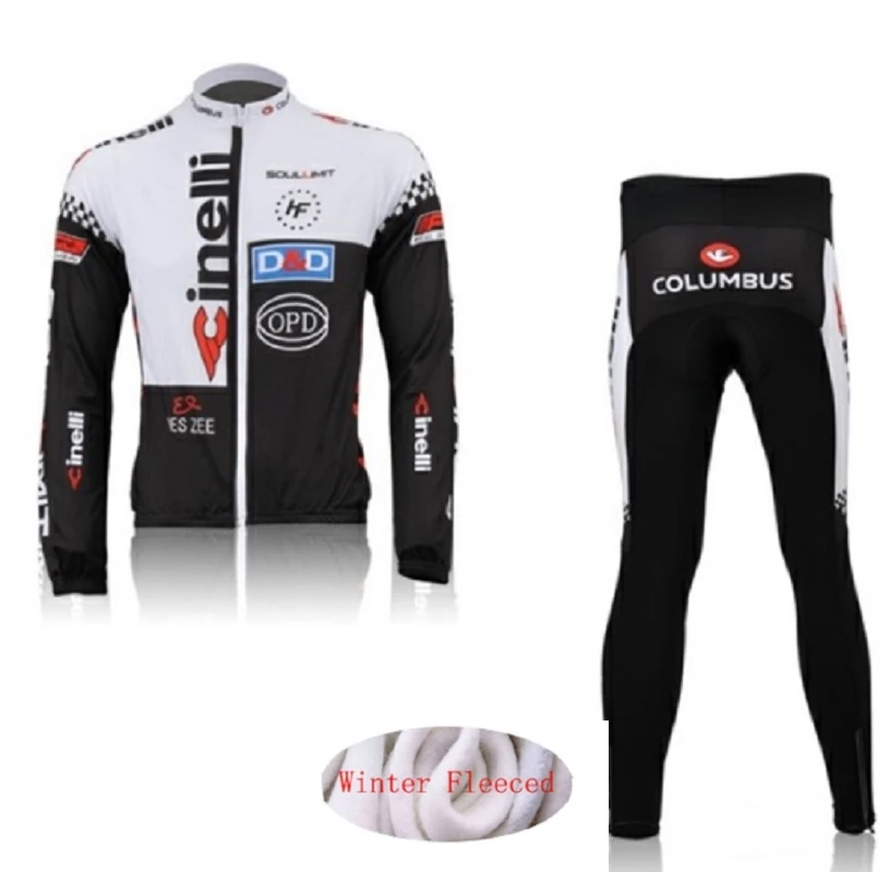fleece bib set Новинка, Зимняя Теплая Флисовая одежда Cinelli для велоспорта, NW Warning, Мужской трикотажный костюм, куртка для езды на велосипеде, MTB, одежда, комбинезон, комплект - Цвет: fleece bib set