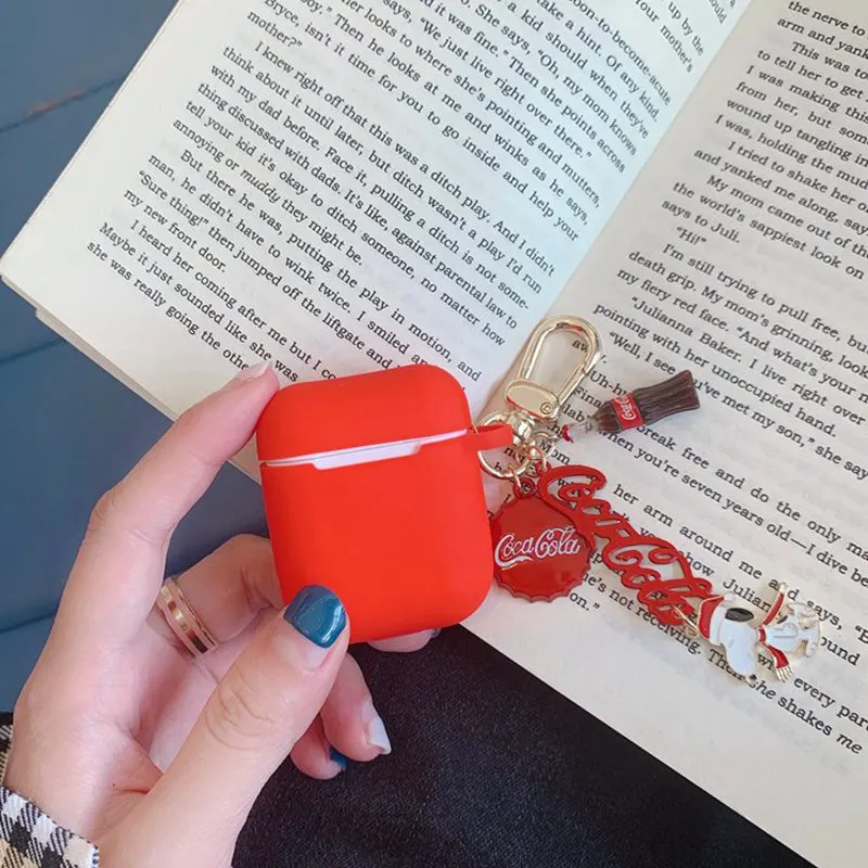 Cute Cartoon Snoopy Box Protective For Apple AirPods 1 2 Earphones Cover For AirPods Bluetooth Earbuds Cases With Metal Pendent