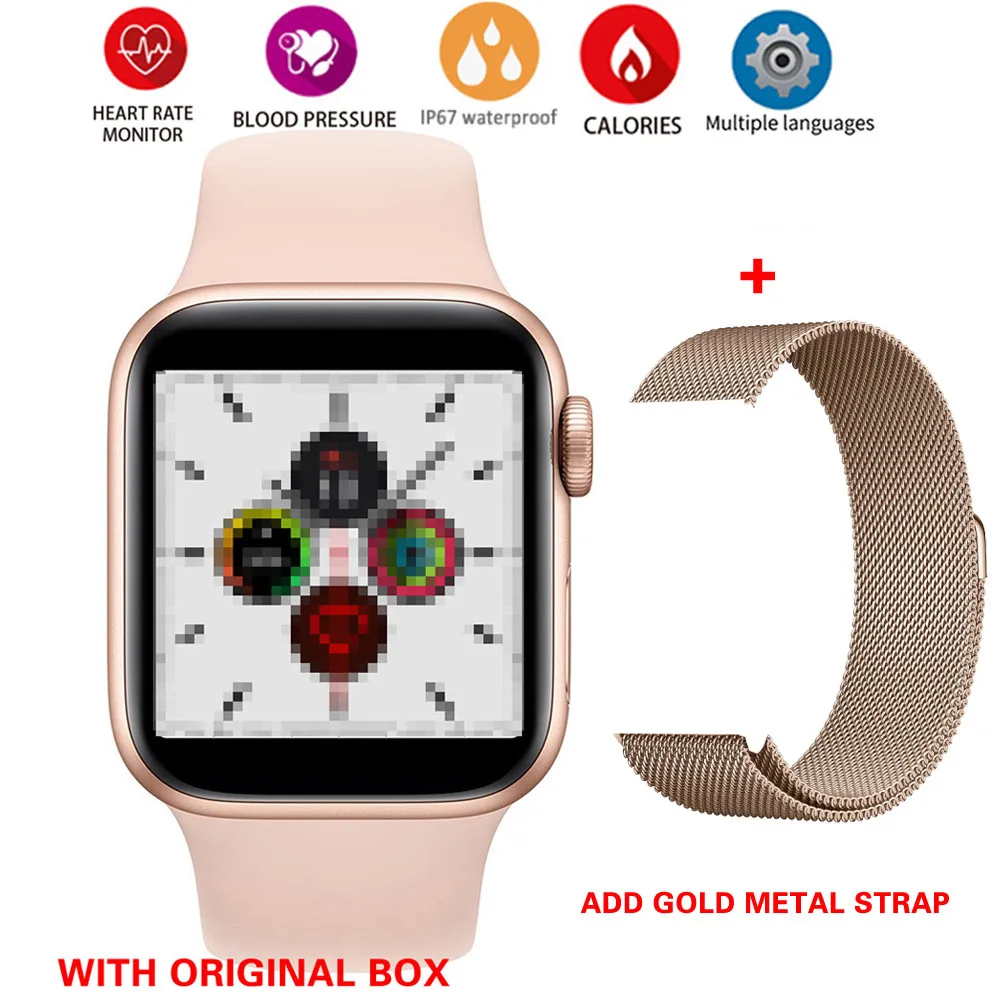 Pink T200 серия 5 Bluetooth Смарт-часы 1,4 '320*320 PPG умные часы для Apple IOS Android телефон сердечного ритма Smartwatch VS IWO 11 W55 - Цвет: Pink