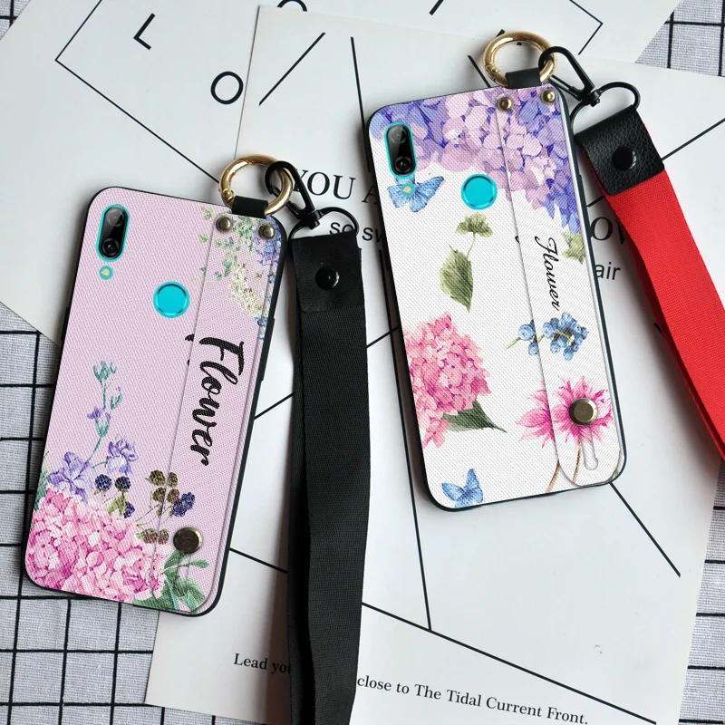 

Wrist Strap Silicone Case For Huawei P Smart Z Hand Band Neck Strap Back Cover For Huawei P Smart Plus 2019 Stand Coque