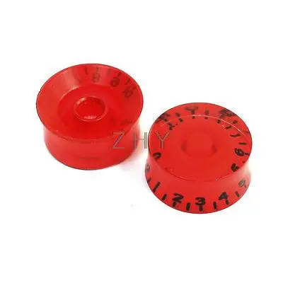 

2Pcs Red Clear Plastic Insulating Guitar Voice Rotary Knob 0-10dB Scale