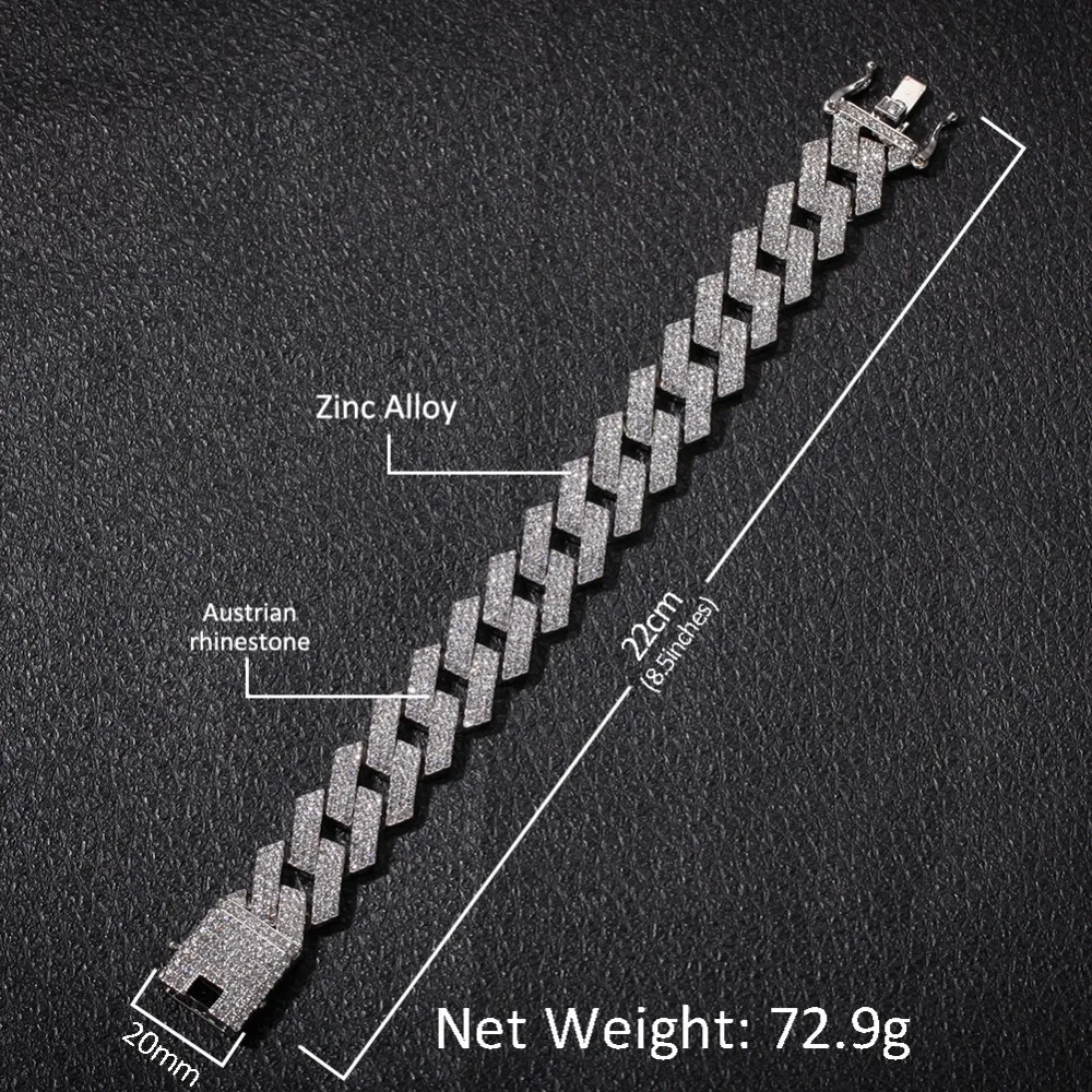 UWIN Watch NE+ BA 20 мм, кубинская цепочка в 3 ряда, полностью покрытая льдом, стразы, ожерелье и браслет и часы, комплект ювелирных изделий в стиле хип-хоп