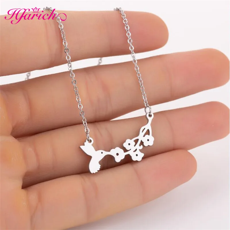 

Hfarich Dainty Cherry Blossoms Necklaces for Women Gold Color Bird Flower Pendants & Necklaces Nature Plant Jewelrys Accesorios mujer Party Gifts