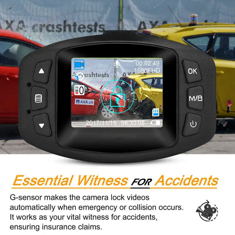 Dash Cam Hd 1080P Car Dashboard Camera With Sensor, 650Nm Lens And Inserted Loop Recording, Wdr, Motion Detection,G-Sensor And P