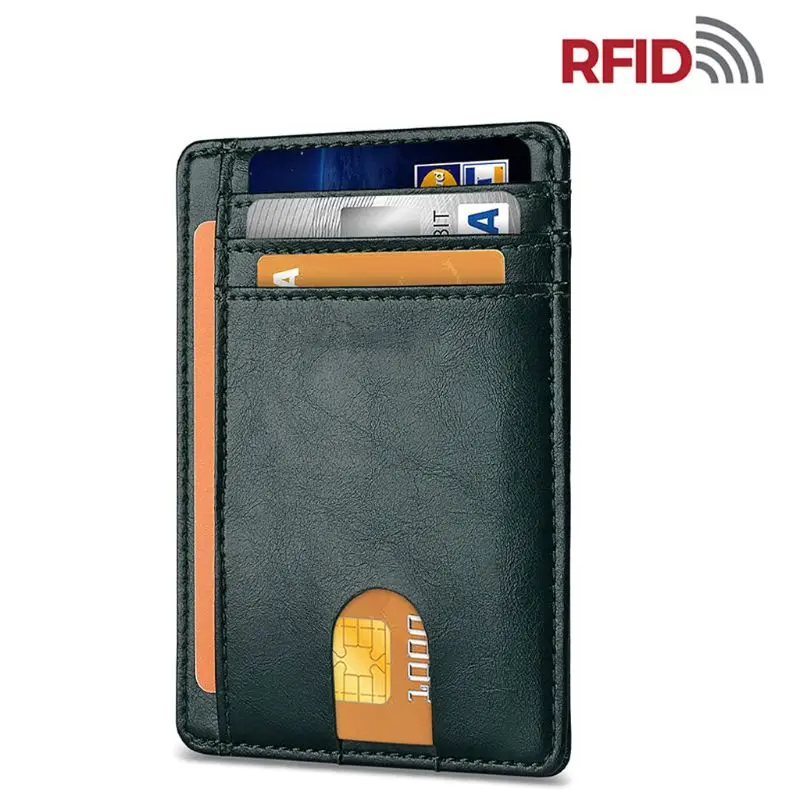 Тонкий RFID блокирующий кожаный бумажник минималистичный кредитный кошелек для денег и карт держатель унисекс Модная Сумка вмещает до 12 карт и банковских карт