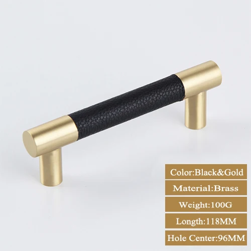 Кабинет ручки шкаф тянуть ручки ручка кухонного шкафа - Цвет: Black Gold 96MM