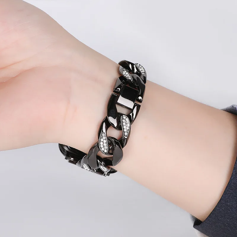 

Metal Diamond Bracelet Chain Smart Watch Strap Stainless Steel Bracelet for Watch 1/2/3/4/5/6