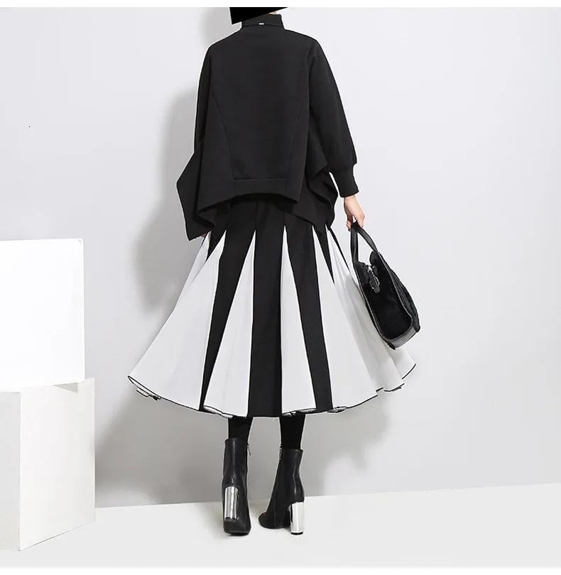 [EAM] Серая шерстяная юбка с высокой эластичной резинкой на талии, с разрезом, для темпераментных девушек, женская мода, новинка, весна-осень, 1D754