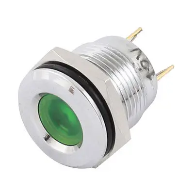 

DC 12V 16mm Thread Stainless Steel Green LED Signal Indicator Light Pilot Lamp