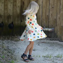 Colorfup/платье принцессы в горошек для девочек; платья на день рождения для маленьких девочек; платье принцессы для отдыха с длинными рукавами и принтом в горошек