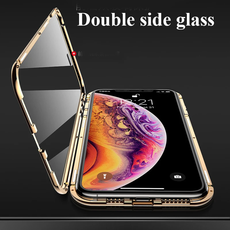 

CONG FEE Double side tempered glass magnetic phone case metal frame Adsorption phone case for iphone X XR XS MAX 6 7 8 7Plus