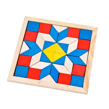 

3D Wooden Colorful Rhombus Triangle Jigsaw Puzzle Board Brain Teaser Kids Toy Educational Toys or Adult For Fun Gifts