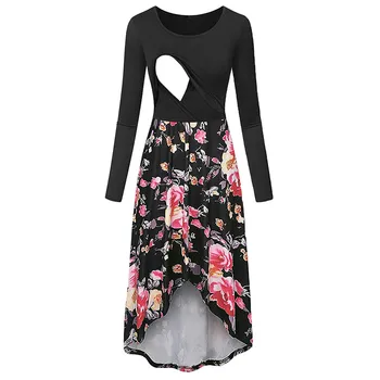 

Fashion Women's maternity dresses Cotton O-neck Pregnant Nursing Solid Breastfeeding Summer Maternity Dress Free shipping H4