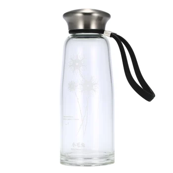 

New Portable Sport Water Bottle Environmental High Borosilicate Glass Stainless Steel Cover Water Bottles 400ml
