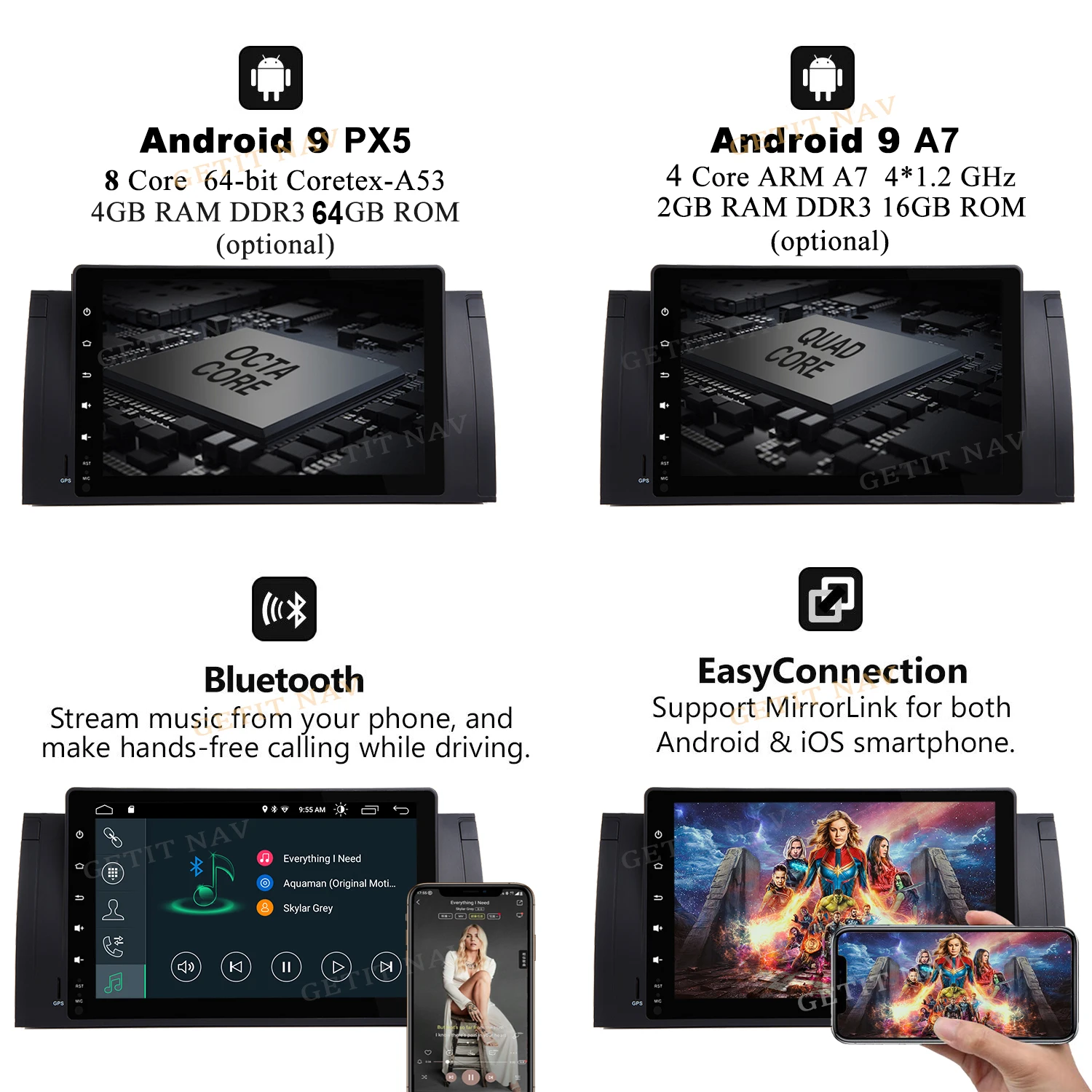 DSP 9 ''Android 10 автомобильный стерео без DVD мультимедийный плеер для BMW 5/7 серии E39 X5