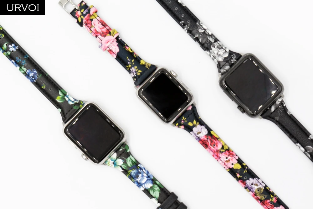URVOI тонкий ремешок для наручных часов Apple Watch, версии 5/4 3/2/1 пояса из натуральной кожи swift кожаный ремешок для наручных часов iWatch, наручные часы Современный для маленьких девочек с рисунком в стиле ремень