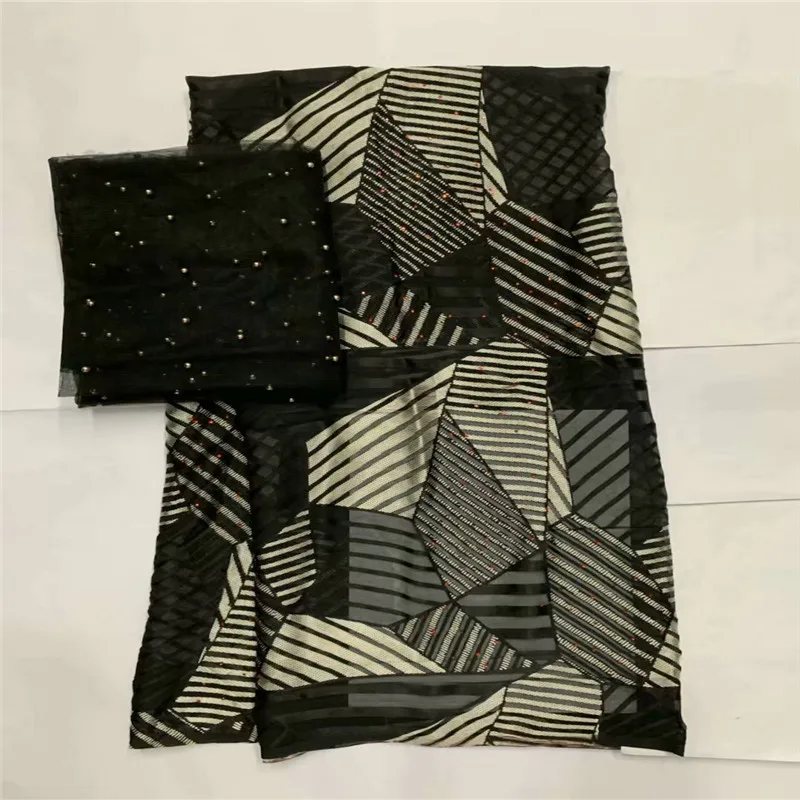 New Arrival satin silk fabric Fashion african wax pattern design Eco-Friendly silk fabric for Party Dress 5+2 yards LXE102723
