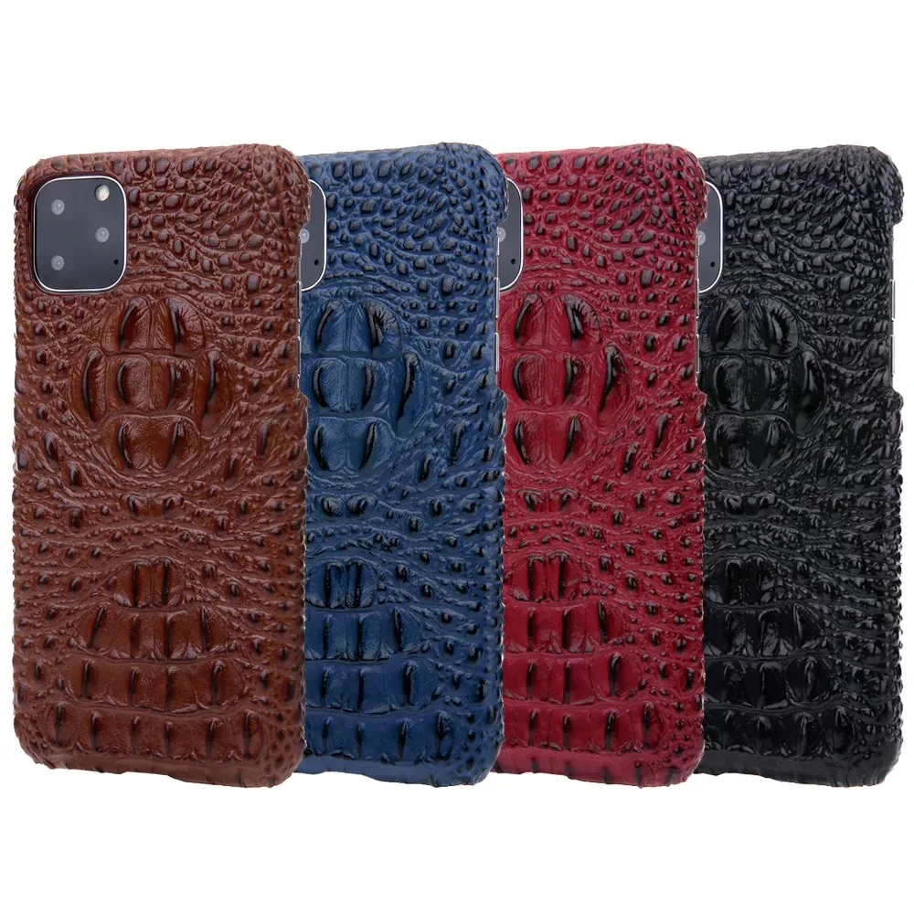 

Real leather 3D embossed crocodile pattern for Samsung S8 S9 S10 plus note10 phone back cover feel comfortable protection lens